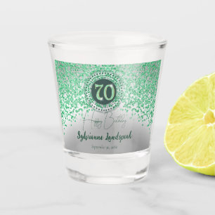 Vaso De Chupito Moda Plata y Purpurina Verde Regalo de cumpleaños