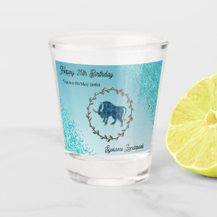 Vaso De Chupito Moda Purpurina Azul Verde azulado y cumpleaños Tau