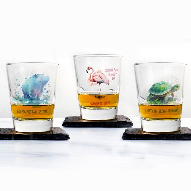 Vaso De Chupito Moda Regalo Acuarela Flamingo rosa- Vidrio calient (Subido por el creador)