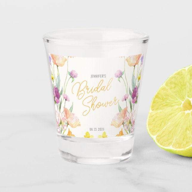 Vaso De Chupito Moda Wildflower Script Bridal Shower (Anverso)