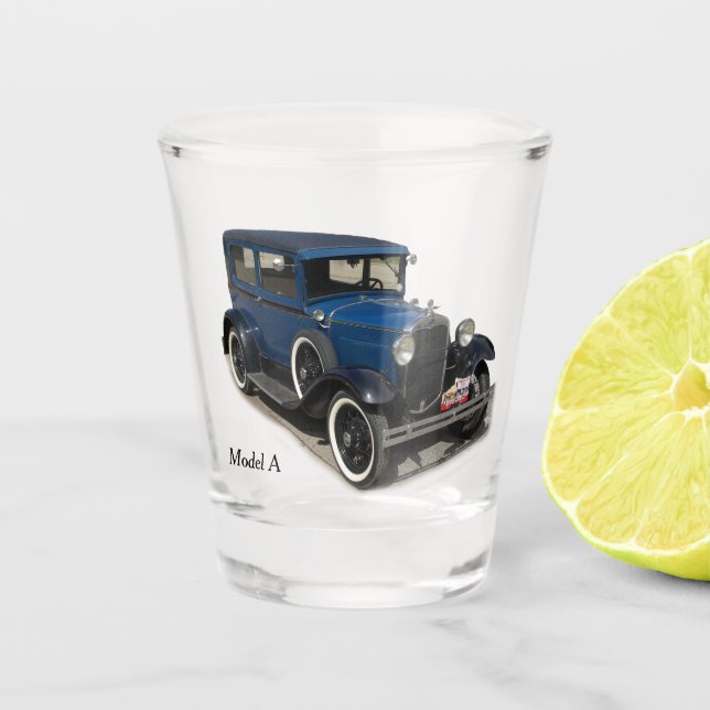 Vaso De Chupito Modelo azul A vidrio de disparo (Anverso)