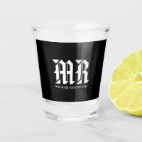 Modern Black & White Name Monograma Iniciales MR