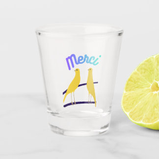 Vaso De Chupito Modern Canary & "Merci" - Japandi Style Art