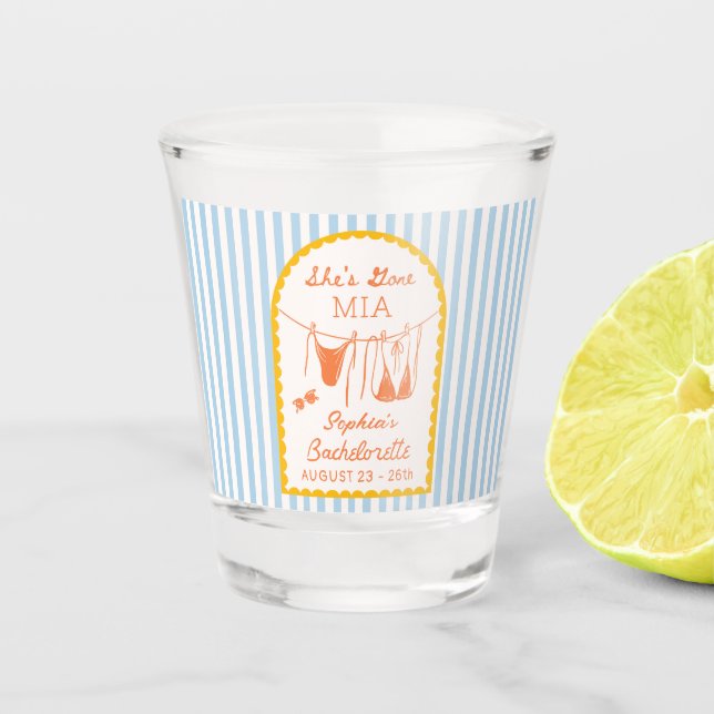 Vaso De Chupito Modern Coastal MIA Bachelorette Party Shot Glasses (Anverso)