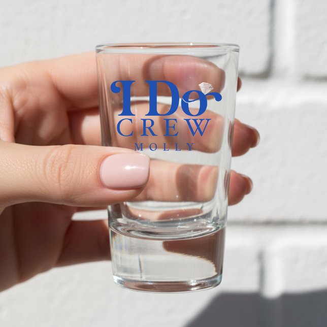 Vaso De Chupito Modern I Do Crew Cobalt Blue Bridesmaid (Get the crew together in style with this trendy "I Do Crew" design!)