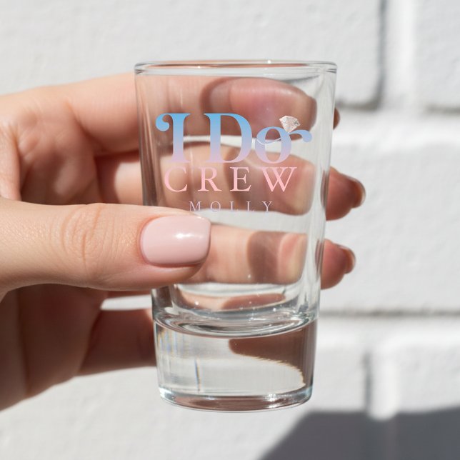 Vaso De Chupito Modern I Do Crew Pastel Gradient Bridesmaid (Get the crew together in style with this trendy "I Do Crew" design!)