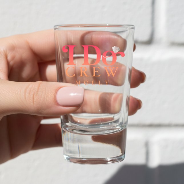 Vaso De Chupito Modern I Do Crew Sunset Gradient Bridesmaid (Get the crew together in style with this trendy "I Do Crew" design!)