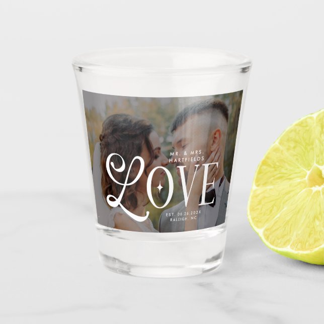 Vaso De Chupito Modern Love Mr & Mrs Custom Wedding Photo Couples (Anverso)
