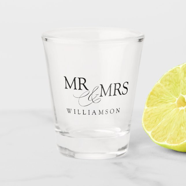 Vaso De Chupito Modern Mr. & Mrs. Name (Anverso)
