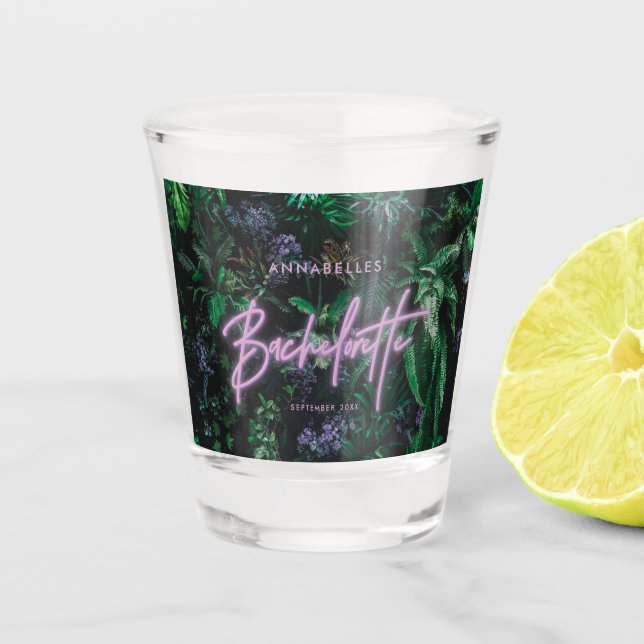 Vaso De Chupito Moderna bachelorette de neón violeta y brillante  (Anverso)