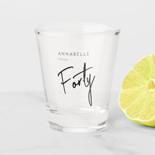 Vaso De Chupito Moderno 40° 40° cumpleaños (Anverso)