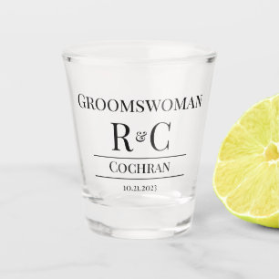Vaso De Chupito Moderno Boda de monograma Groomswoman Favor Regalo