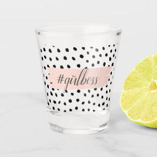 Vaso De Chupito Moderno Chica rosado Pastel Bosque y puntos negros
