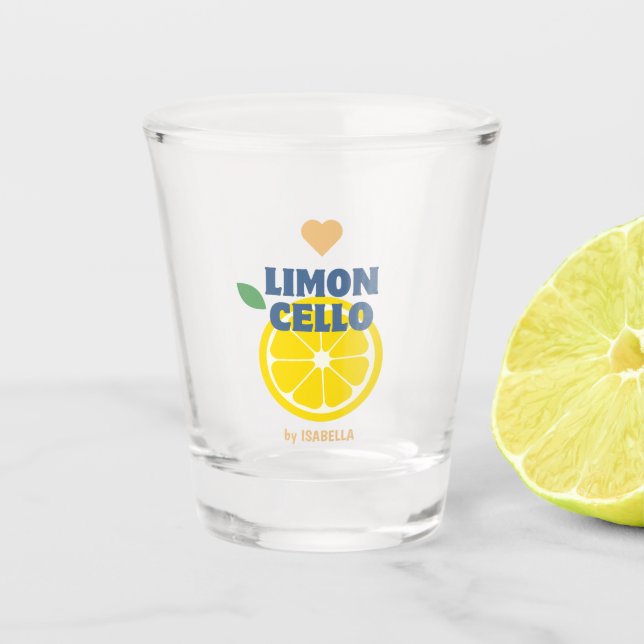 Vaso De Chupito Moderno Corazón de Limoncello Favor Regalo Merch (Anverso)