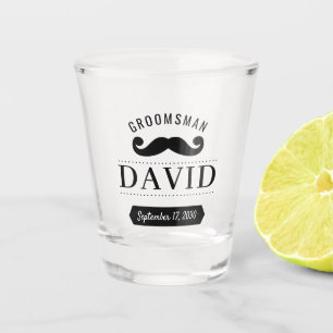 Vaso De Chupito Moderno Groomsman Mustache Nombre Boda Vidrio de d