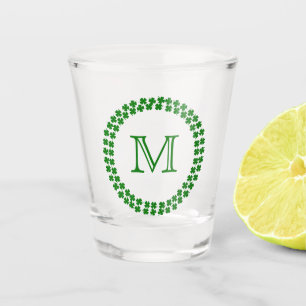 Vaso De Chupito Moderno Monograma 4 Leaf Clover Verde Shamrock