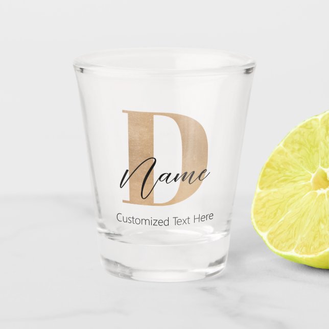 Vaso De Chupito Moderno Monogramado Inicial D & Name Personalizado (Anverso)