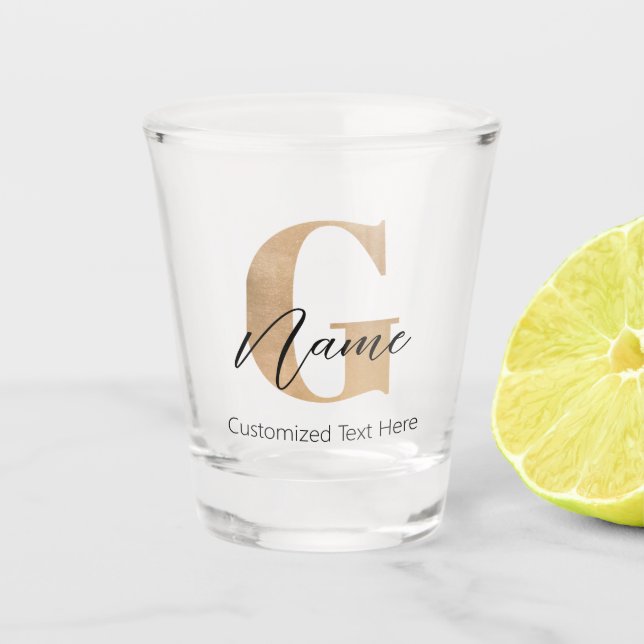 Vaso De Chupito Moderno Monogramado Inicial G & Name Personalizado (Anverso)