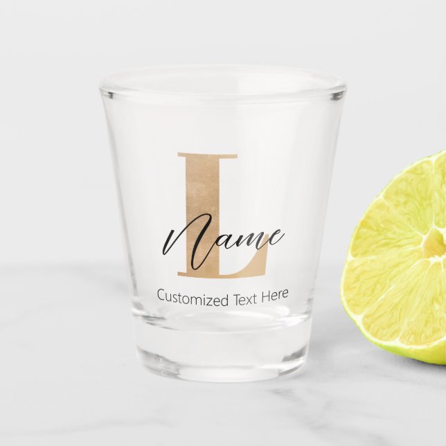 Vaso De Chupito Moderno Monogramado inicial L & Name Personalizado (Anverso)