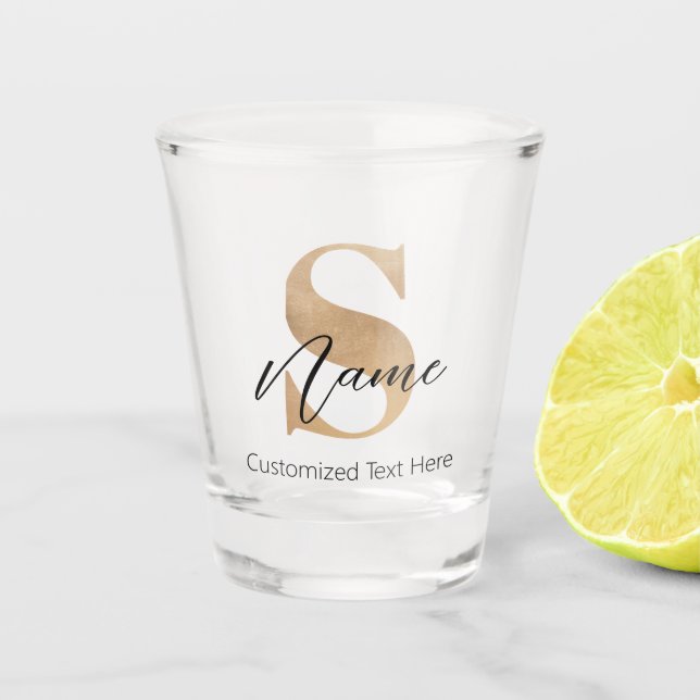 Vaso De Chupito Moderno Monogramado inicial S & Name personalizado (Anverso)