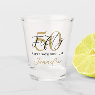 Vaso De Chupito Moderno negro y blanco elegante 50 cumpleaños