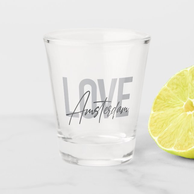 Vaso De Chupito Moderno, simple, moda, diseño fresco Love Amsterda (Anverso)