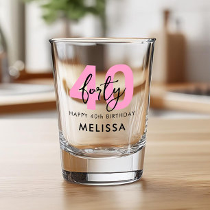 Vaso De Chupito Moderno y elegante 40 Pink 40 cumpleaños