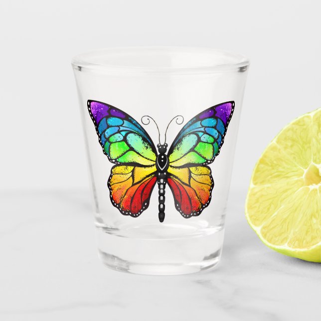 Vaso De Chupito Monarca de mariposa arcoiris (Anverso)