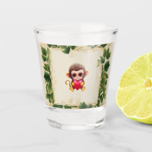 Vaso De Chupito Mono de San Valentín de la selva adorable