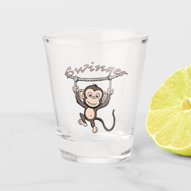 Vaso De Chupito Mono del Cisjordano Silly Happy (Anverso)