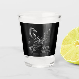 Vaso De Chupito Monochrom del ajedrez dramático
