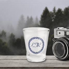 Vaso De Chupito Monograma azul Art Nouveau