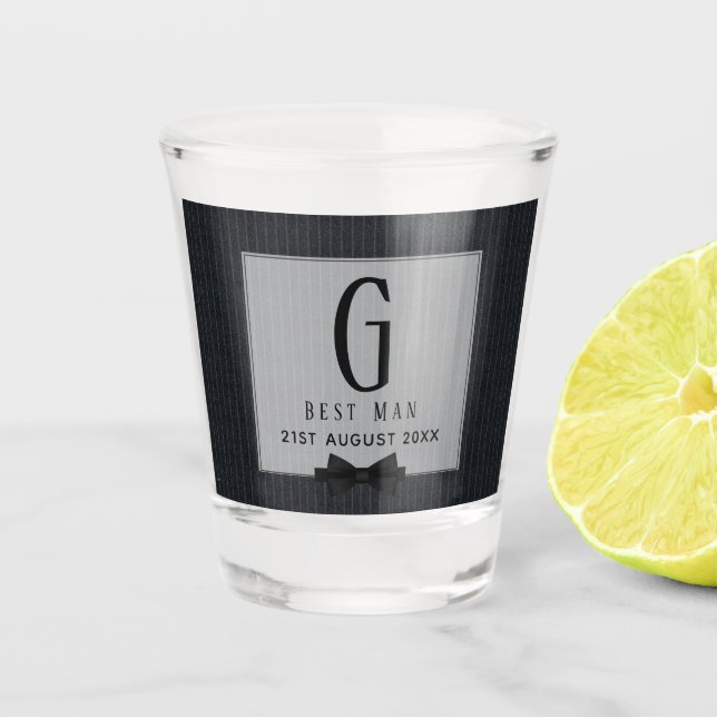 Vaso De Chupito Monograma BEST MAN Groomsmen Groomsman PinStripes (Anverso)