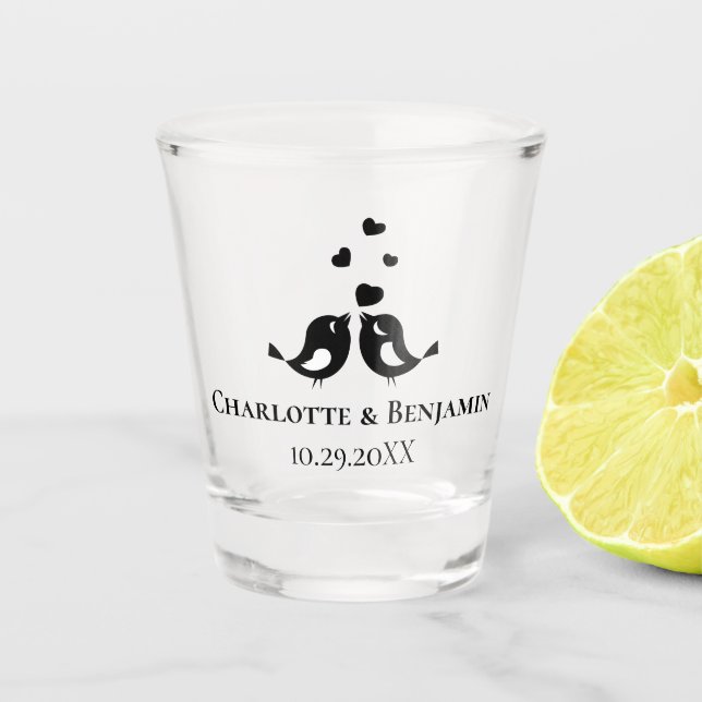 Vaso De Chupito Monograma Black Wedding Favors  (Anverso)