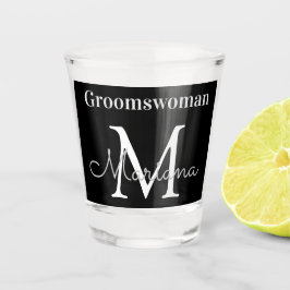 Vaso De Chupito monograma blanco negro groomswoman personalizado