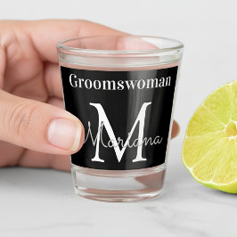 Vaso De Chupito monograma blanco negro groomswoman personalizado