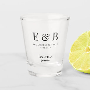 Vaso De Chupito Monograma Boda Groomsman Regalo personalizado negr