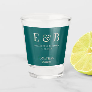 Vaso De Chupito Monograma Boda Groomsman regalo personalizado verd
