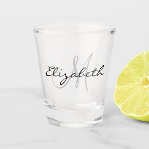 Vaso De Chupito Monograma Caligrafía de iniciales de nombre