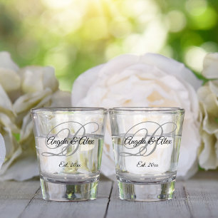 Vaso De Chupito Monograma con letra de fantasía en negro y gris