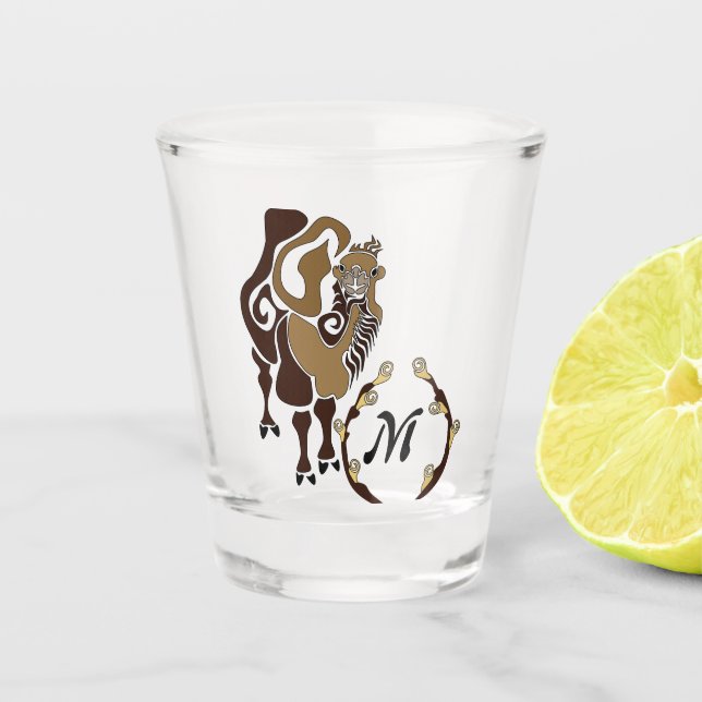 Vaso De Chupito Monograma de camello bacteriano caprichoso (Anverso)