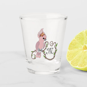 Vaso De Chupito Monograma de Cockatoo rosa caprichoso