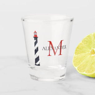 Vaso De Chupito Monograma de faro blanco y negro naumático