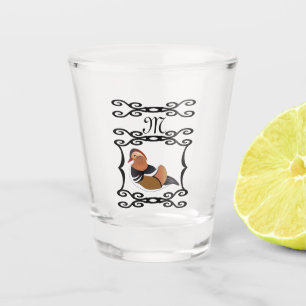 Vaso De Chupito Monograma de Ilustracion de pato mandarín