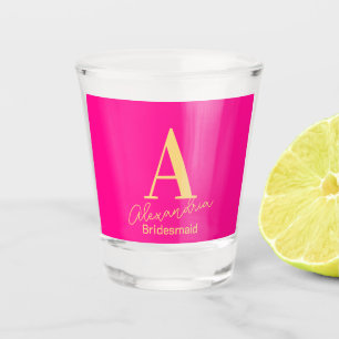 Vaso De Chupito Monograma de la dama de honor moderna y personaliz