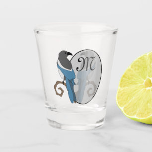 Vaso De Chupito Monograma de magpie facturado negro