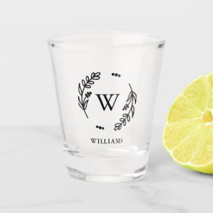 Vaso De Chupito Monograma de marco botánico