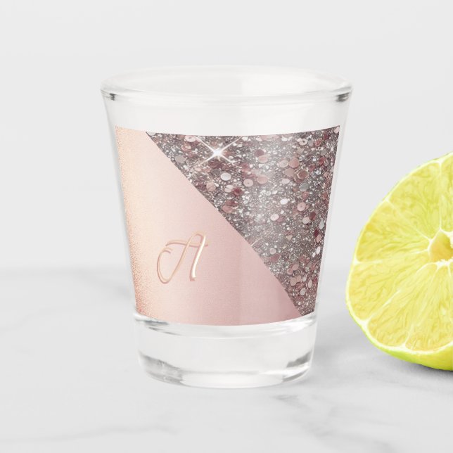 Vaso De Chupito Monograma de oro Rosa elegante (Anverso)