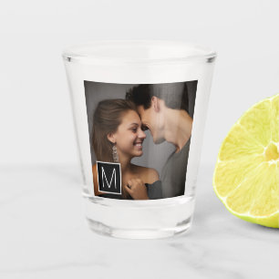 Vaso De Chupito Monograma de Personalizado de Collage de fotos neg