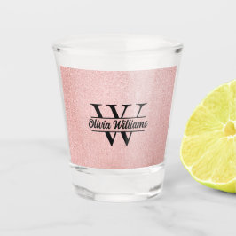 Vaso De Chupito Monograma de Purpurina de oro Rosa | Girly Modern 
